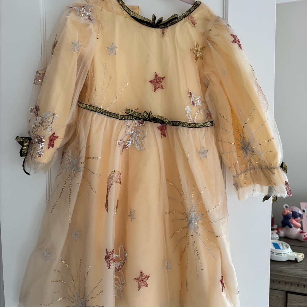 Lola + The Boys Starry Night Dress - Cream and Gold